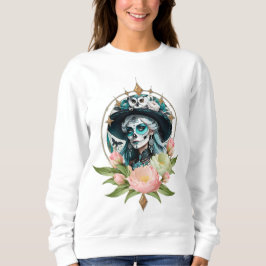 Camiseta Mulher espantosa com uma espantosa maquiagem do cr