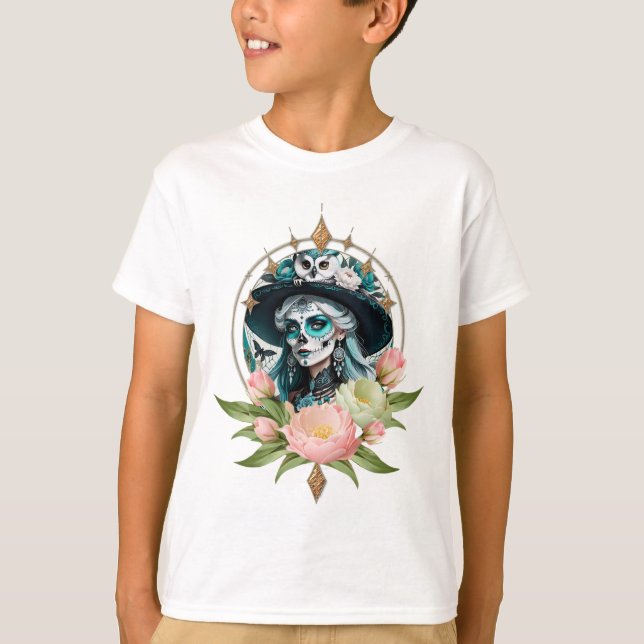 Camiseta Mulher espantosa com uma espantosa maquiagem do cr (Frente)
