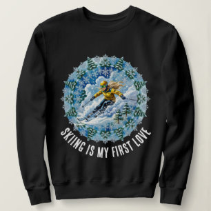 Camiseta Mulher Esportista de Inverno Esquiadora - Esqui é