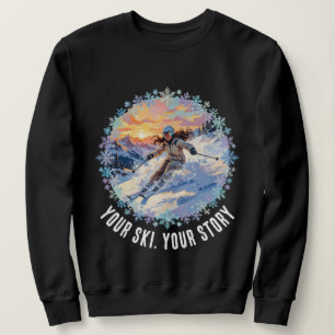 Camiseta Mulher Esportista de Inverno Esquiando - Seu Esqui