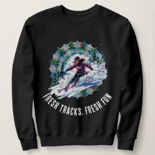 Camiseta Mulher Esportista de Inverno Esquiando - Trilhas F