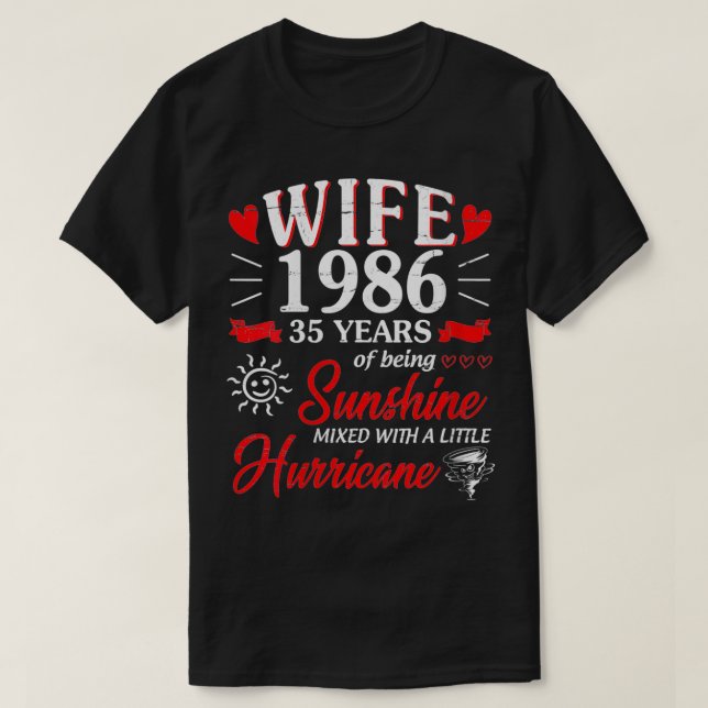 Camiseta Mulher Esposa 1986 35 Anos De Mina Solar L (Frente do Design)