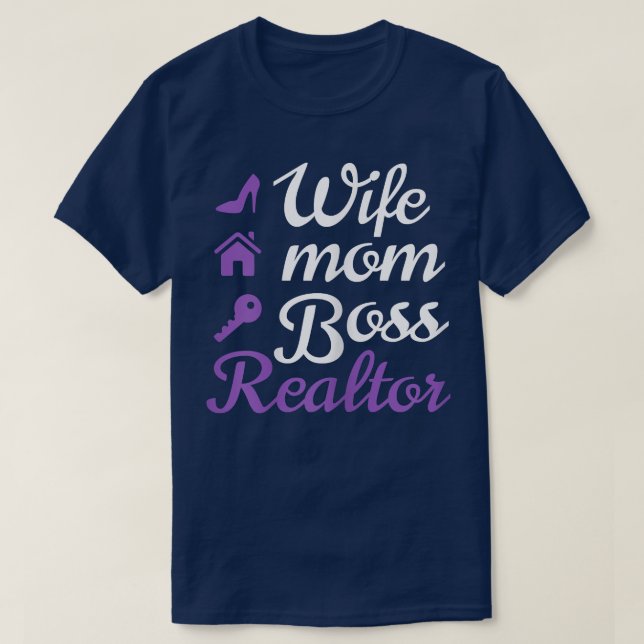 Camiseta Mulher Esposa, mãe, chefe e corretora (Frente do Design)
