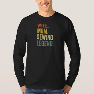 Camiseta Mulher Esposa Mãe Costurando Legenda Crochet Knitt