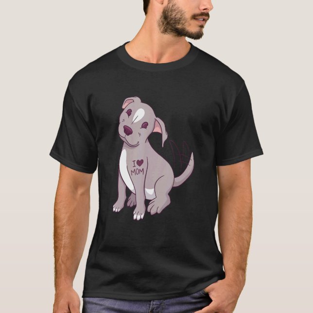 Camiseta Mulher Eu Amo O Cachorro Pibull Da Mãe (Frente)