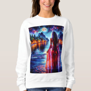 Camiseta Mulher fantasia tropical ao luar no paraíso