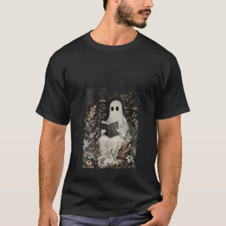 Camiseta Mulher Fantasma Lendo Livro Floresta Gótica Floral