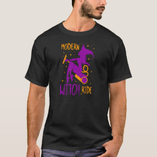 Camiseta Mulher Feiticeira Moderna Voando Sem Vassoura Se
