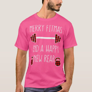 Camiseta Mulher Feliz Fitmas Xadrez Buffalo Engraçado Natal