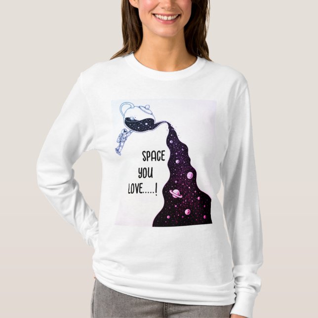 Camiseta Mulher Festiva do Amor Espacial (Frente)