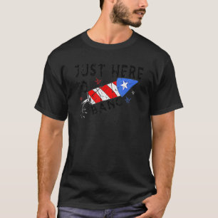 Camiseta Mulher Firecracker 4 de julho Eu estou aqui para B