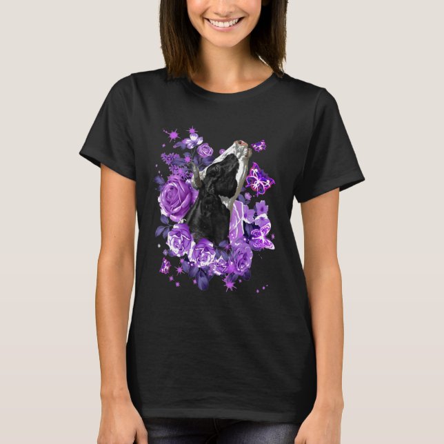 Camiseta Mulher Flor Roxa Vida de Fazenda de Vaca Fofa (Frente)
