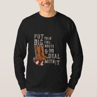 Camiseta Mulher Floral Cowgirl Pôs As Botas De Sua Garota E