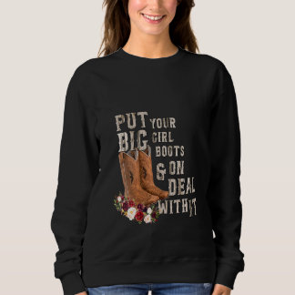 Camiseta Mulher Floral Cowgirl Pôs As Botas De Sua Garota E