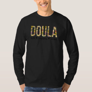 Camiseta Mulher Floral Doula Birth dá poder às mulheres par