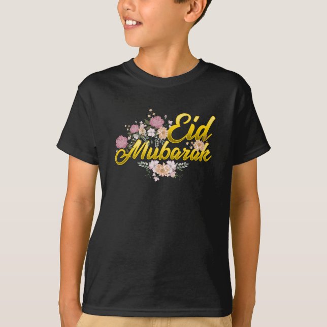 Camiseta Mulher Floral Muçulmana Muçulmana Eid Mubarak (Frente)