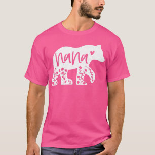 Camiseta Mulher Floral Nana Bear Engraçado Dia de as mães a