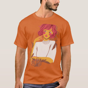 Camiseta Mulher Floral Selvagem Com Flores Ruivas 2