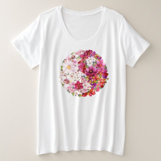 Camiseta Mulher: Floral Yin-Yang (Frente do Design)