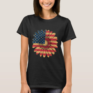 Camiseta Mulher: Flores Casuais Estrelas De Bandeira Americ