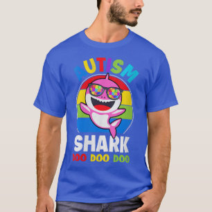 Camiseta Mulher Fofa Autismo Quebra-cabeça de Tubarão de Co