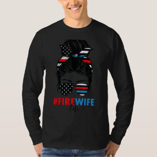 Camiseta Mulher-Fogo Bombeiro 4 de julho Mess