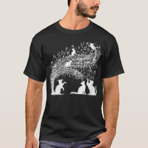 Camiseta Mulher: Folha de Gato Música Bons Animais Músicos 