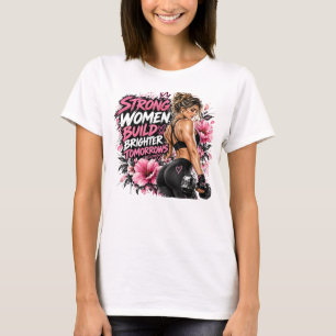 Camiseta Mulher Forte com Halteres – Musculação Feminina 