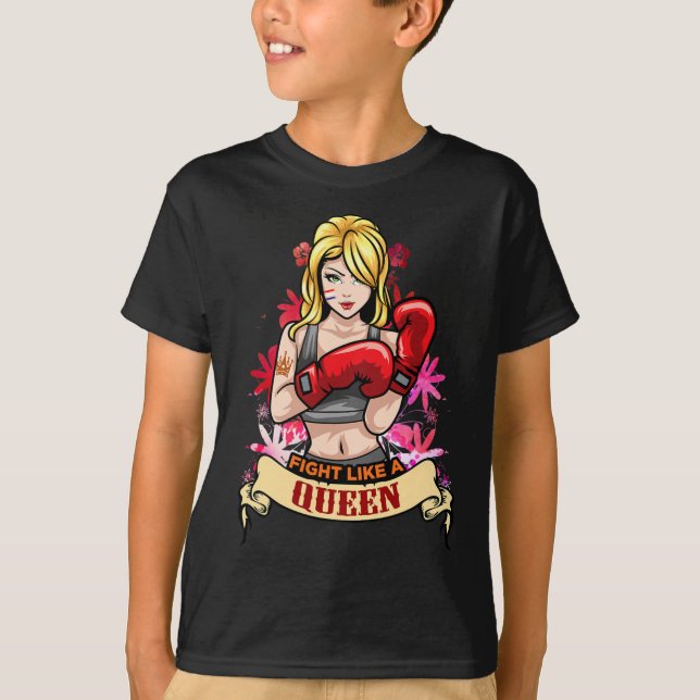 Camiseta Mulher Forte Empoderada Boxe Kickboxing Garota Fit (Frente)