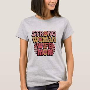 Camiseta Mulher Forte Mãe Típica Floral Retro