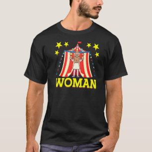 Camiseta Mulher Forte Serigrafia nas Costas Circo & Palhaço