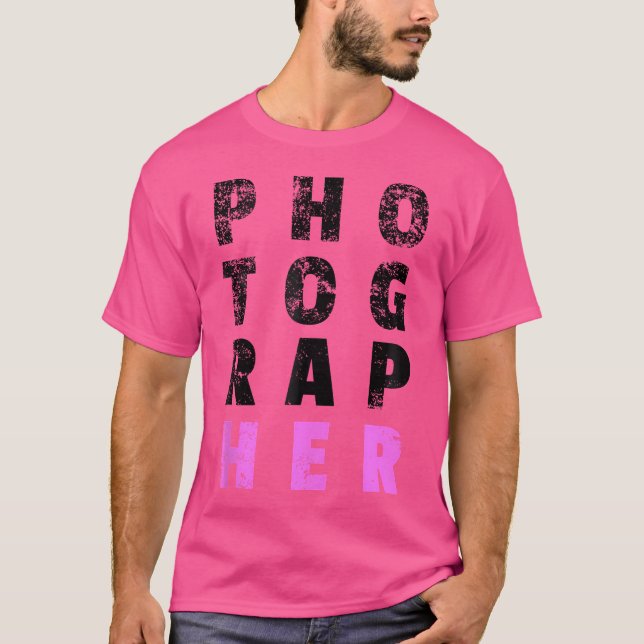 Camiseta Mulher Fotógrafa Com Seu Destaque Em Pink Pho (Frente)