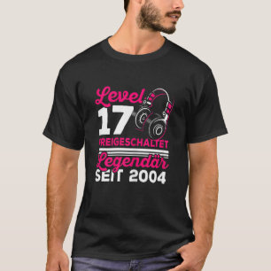 Camiseta Mulher: Garotas — Nível 17 Anos Aniversário Gamer