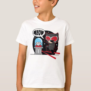 Camiseta Mulher-Gato De Chibi Roubando Um Diamante