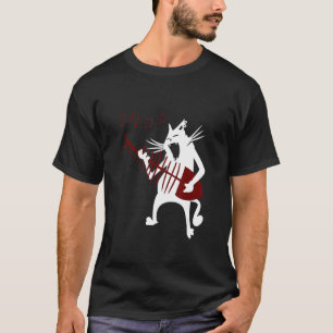Camiseta Mulher Gato Jogando Peixe Bone Guitar Rock And Rol