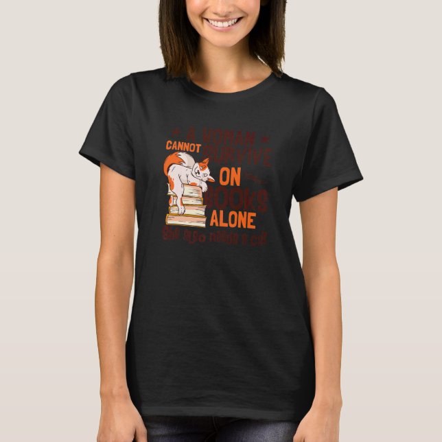 Camiseta Mulher Gato Livro Lendo (Frente)