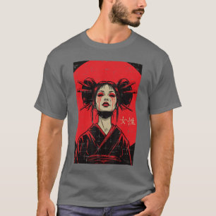 Camiseta Mulher Geisha Japonesa Chorando Sangue Arte Mulher
