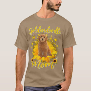 Camiseta Mulher Girassol Goldendoododle Mãe Cachorro Mãe Mã