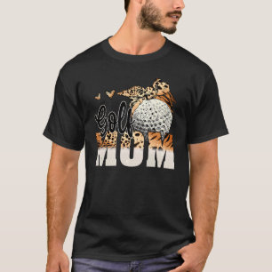 Camiseta Mulher Golfe Mãe Leopardo Imprime Golfe Jogador de