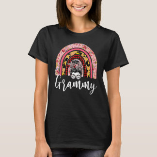 Camiseta Mulher Grammy Floral Leopard Rainbow Messy Bun Mot