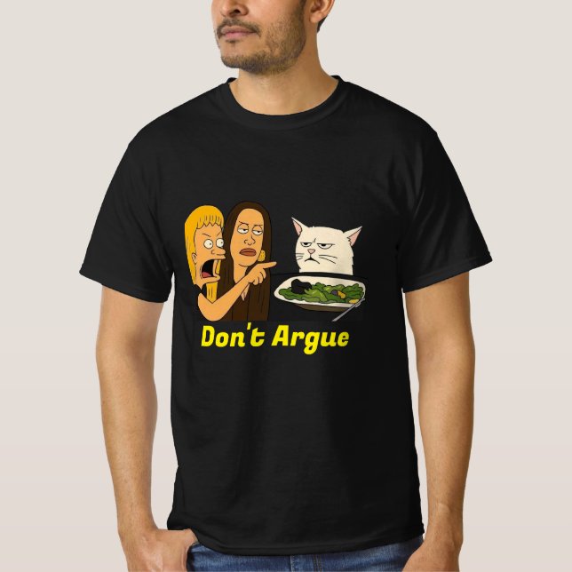 Camiseta mulher gritando com o meme do gato (Frente)