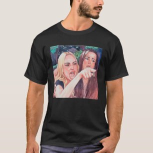 Camiseta Mulher gritando em mesa jantar meme de gato meme d