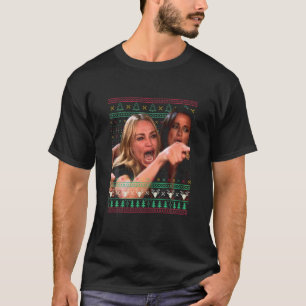 Camiseta Mulher Gritando Em Um Sumo De Natal Feio