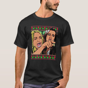 Camiseta Mulher Gritando em uma parte de suor de Natal feio