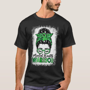 Camiseta Mulher Guerreira da Saúde Mental Messy Bun Mental 