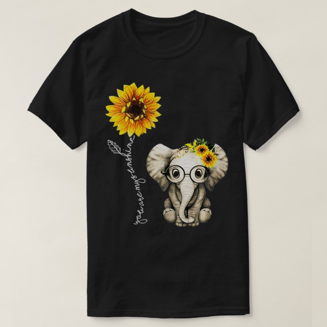 Camiseta Mulher Hippie Sunflower Elephant Funny Gift Amigo (Frente do Design)