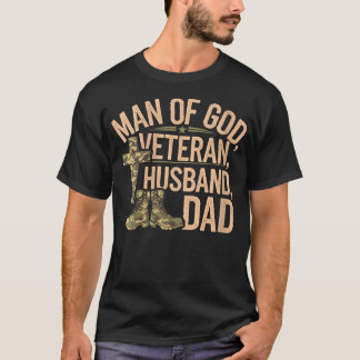 Camiseta Mulher Homem de Deus Veterano Pai Do Marido Christ