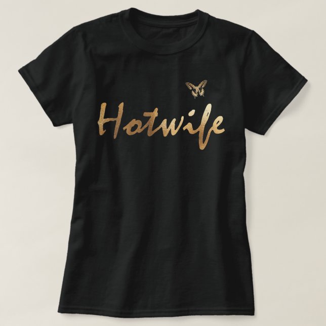 Camiseta Mulher Hotteira com Borboleta em ouro - Hotesposa  (Frente do Design)