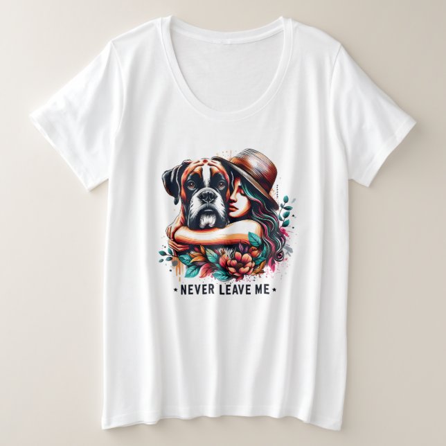 Camiseta Mulher Hugging Bulldog em Chapéu (Frente do Design)