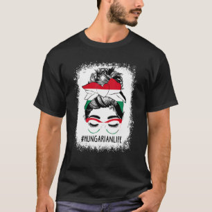 Camiseta Mulher Húngara Vida Mensageira Bun Hair Bandeira